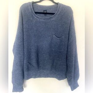 GAP Cozy Knit Sweater with Pocket - Size Large, Soft Blue